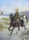 Patrol, 1937 r. by Jerzy Kossak, 1937, olej, sold Apr 2017