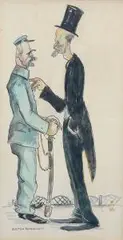 Gustaw Rogalski, Marszałek Piłsudski i prezydent Wojciechowski, tusz, akwarela, papier, 27