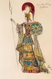 Hipolita-projekt kostiumu do Snu Nocy Letniej by Jan Marcin Szancer, ołówek, gwasz, akwarela, kredka, papier, sold Mar 2017