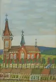 Kościół z trzema wieżami by Nikifor Krynicki, akwarela, papier, sold Mar 2017