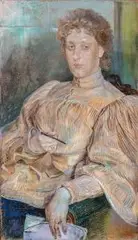 Jacek Malczewski, Portret p. Malczewskiej, 1896 r., 1896, pastel, tektura