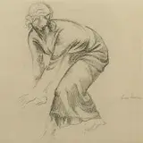 Pochylona kobieta, 1929 r. by Eugeniusz Zak, 1929, miękki werniks, papier, 11, sold Mar 2017