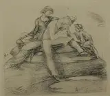 Szczęśliwa rodzina by Eugeniusz Zak, miękki werniks, papier, 12, sold Mar 2017