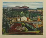 Moïse Kisling, Pejzaż śródziemnomorski, litografia barwna, papier