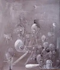 Maciej Świeszewski, Kompozycja Szara, 1999 r., 1999, tempera jajowa, płótno