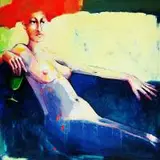 Ruda z zielonym drinkiem, 2017 by Sylwia Szyszkowska-Sitarek, 2017, akryl, płótno, sold Mar 2017