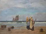 Peter Pulm, Bretonki na plaży, olej, płótno