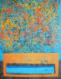 Natalia Karasinska, Z cyklu "Struktury własne" - " Turkusy vs oranże", 2016/17, technika mieszana, płótno