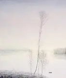 Rafał Borcz, Krajobraz z łódką, 2017, 2017, olej, płótno