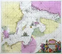 Louis Renard, Mare Balticum, Mapa Morza Bałtyckiego, zamieszczona w ?Atlas de la Navigation et du Commerce?, Amsterdam, 1715 r.; miedzioryt kolorowany w epoce, wym. 49