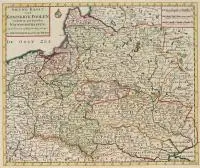 Isaak Tirion, Nieuwe kaart van t? Koninkryk Poolen verdeelt?, Mapa Polski pochodząca z ?Nieuwe en Beknopte Hand-Atlas?, Amsterdam, 1733 r., miedzioryt kolorowany, wym. 29