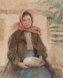 Teodor Axentowicz, Hucułka, pastel, karton