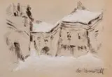 Bronisław Jamontt, Zaułek wileński zimą, pastel, papier