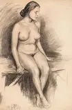 Józef Mikołaj Pochwalski, Akt, 1920 r., 1920, czarna kredka, papier, 61