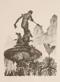 Neptun by Jan Kanty Gumowski, litografia, papier, sold Jan 2017
