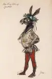 Projekt kostiumu Spodka do Snu Nocy Letniej by Jan Marcin Szancer, gwasz, akwarela, kredka, papier, sold Jan 2017
