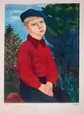 Moïse Kisling, Chłopiec w niebieskim berecie, litografia barwna, papier
