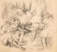 Erwin Elster, Baletnice, ołówek, papier, 37