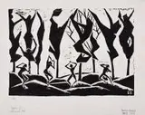 Stefan Szmaj, Topole V, linoryt, papier, 14
