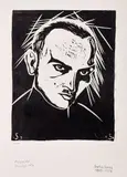 Stefan Szmaj, Autoportret, linoryt, papier, 13