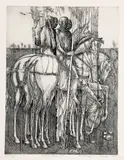 Ryszard Stryjec, Jeźdźcy Apokalipsy, 1986 r., 1986, akwaforta, papier, 42