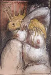 Franciszek Starowieyski, Malum Vincit Pescis, 1997 r., 1997, pastel, papier