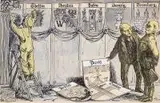 Szymon Kobyliński, Herby miast – ilustracja do czasopisma Szpilki, tusz, akwarela, papier, 19