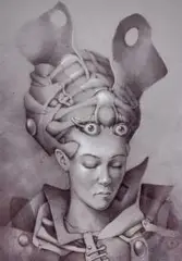 Marcin Tomaszewski, Dziewczyna w turbanie, 2016 r., 2016, ołówek, pastel, tusz, papier