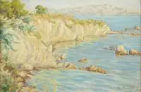 Stefan Stanisław Pieniążek, Split- Skalisty brzeg Adriatyku, 1928 r., 1928, olej na tekturze, 33