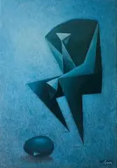 Myśliciel, 2006 by Łukasz Czernicki, 2006, technika własna, płótno, sold Nov 2016