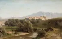 Alfred de Curzon, Widok klasztoru we Włoszech, olej, płótno dublowane