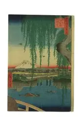 Utagawa Hiroshige, Most Yatsumi, z serii 100 widoków Edo, Japonia, 1857-58, drzeworyt barwny nishiki-e, format oban tate-e