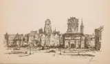 Antoni Suchanek, Południowa Panorama Gdańska z teki Gdańsk z 1957 r., litografia, papier, 29