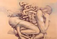 Marcin Tomaszewski, Kompozycja, ołówek, pastel, tusz, papier