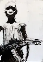 Zbigniew Dąbrowski, Kidz with Guns, 2010, 2010, olej, akryl, filcowany papier, podkład akrylowy