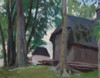 Stanisław Kamocki, Obejście kościelne na Pęksowym Brzyzku, olej, tektura
