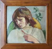 Wlastimil Hofman, Portret młodej dziewczyny, olej, płyta