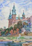 Wzgórze Wawelskie, 1935 r. by Henryk Uziemblo, 1935, akwarela, papier, sold Sep 2016