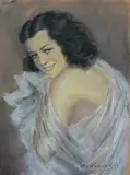 Adam Dobrowolski, Portret kobiety, pastel, papier, 47