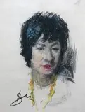 Antoni Suchanek, Portret kobiety, pastel, papier