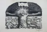 Leon Wyczółkowski, Chrystus w kościele Panny Marii, 1915 r., 1915, autolitografia, papier, 17