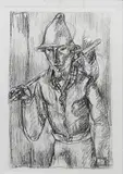 Wędrowiec by Eugeniusz Zak, miękki werniks, papier, sold Sep 2016