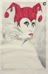 Jerzy Czerwiński, Klown, tusz, ołówek, akwarela, papier