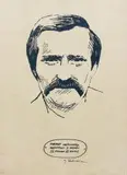 Jacek Fedorowicz, Portret nieznanego mężczyzny z wąsem, serigrafia, papier