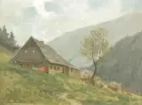 Steyer Erich, Karkonosze, 1908 r., 1908, olej, tektura