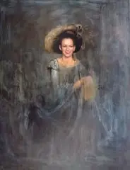 Aaron Beker, Wesoła infantka prosi o największe ciastko, 2013, 2013, olej, płótno