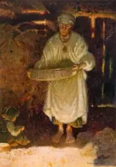 Apoloniusz Kędzierski, Przesiewanie (Przesiewaczka), 1925 r., 1925, olej, płótno