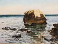 Ferdynand Ruszczyc, Skała na morzu, 1897 r., 1897, olej, płótno naklejone na tekturę