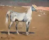 Arab, 1936 r. by Wojciech Kossak, 1936, olej, płyta, sold Aug 2016