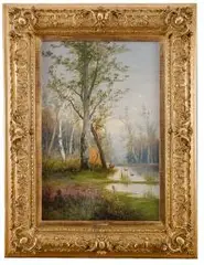 Th. Walter, Nad rzeką, olej, płótno